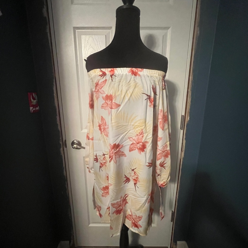 Tropical Floral Off-Shoulder Dress